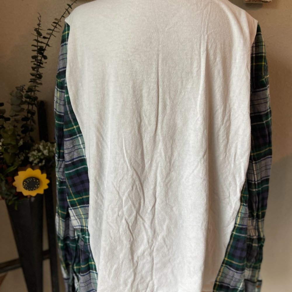 🔥SOLD🔥Medusa Handmade Upcycled Refashioned Reworked Plaid Flannel ~S/M - Picture 2 of 3